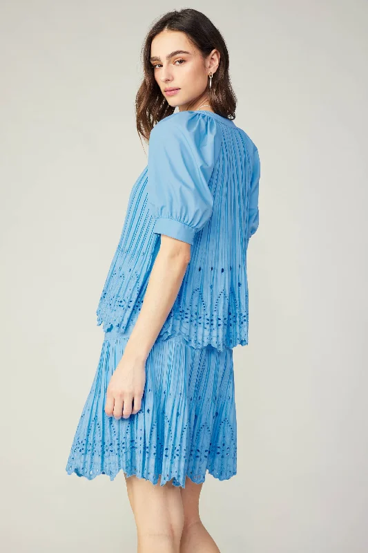 Pleated Eyelet Blouse