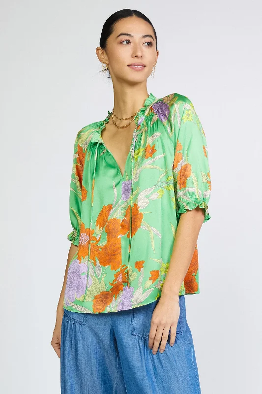 Floral Split Neck Blouse