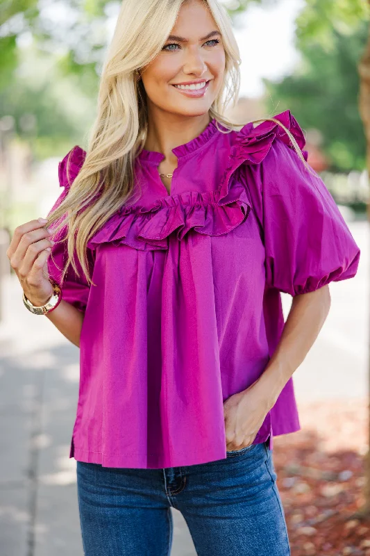 Make Your Choices Magenta Ruffled Blouse