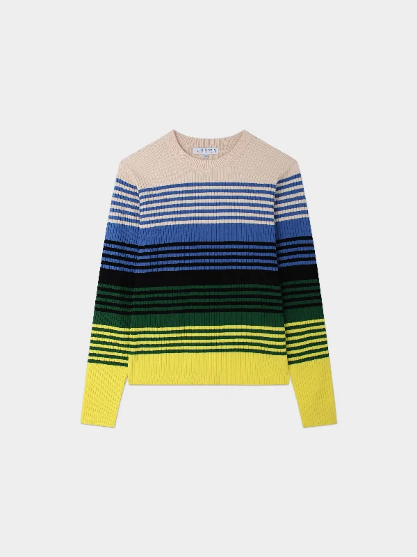 Multi Stripe Ribbed Sweater-Yellow/Green