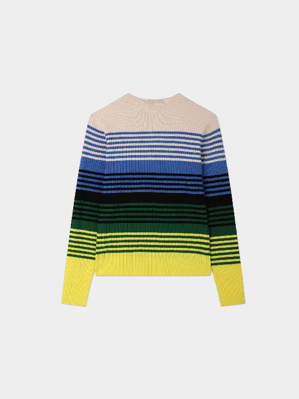 Multi Stripe Ribbed Sweater-Yellow/Green